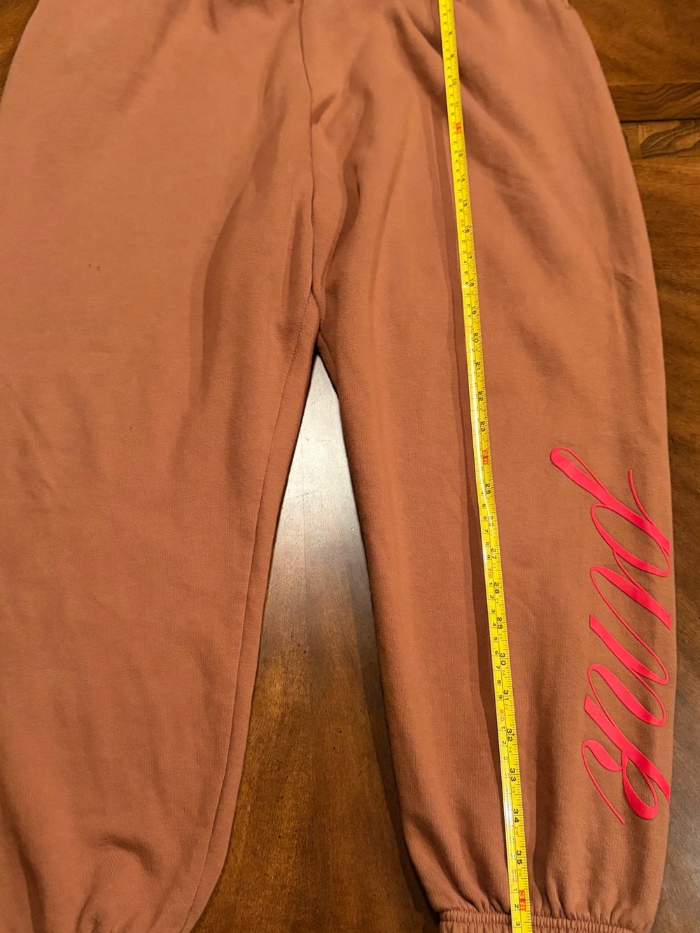 Victoria’s Secret PINK Oversized Hoodie Jogger Set Brown Red Logo XL/L - Picture 5 of 16